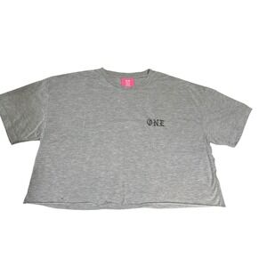 NWOT One Teaspoon Cropped T-Shirt Oversized Gray Short Sleeve Casual Top